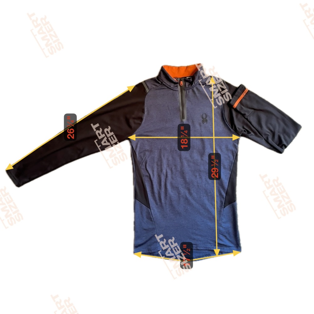 Spyder Active Men’s 1/4 Zip Pullover Shirt Blue Black Orange Size M‎ EUC - Picture 2 of 9